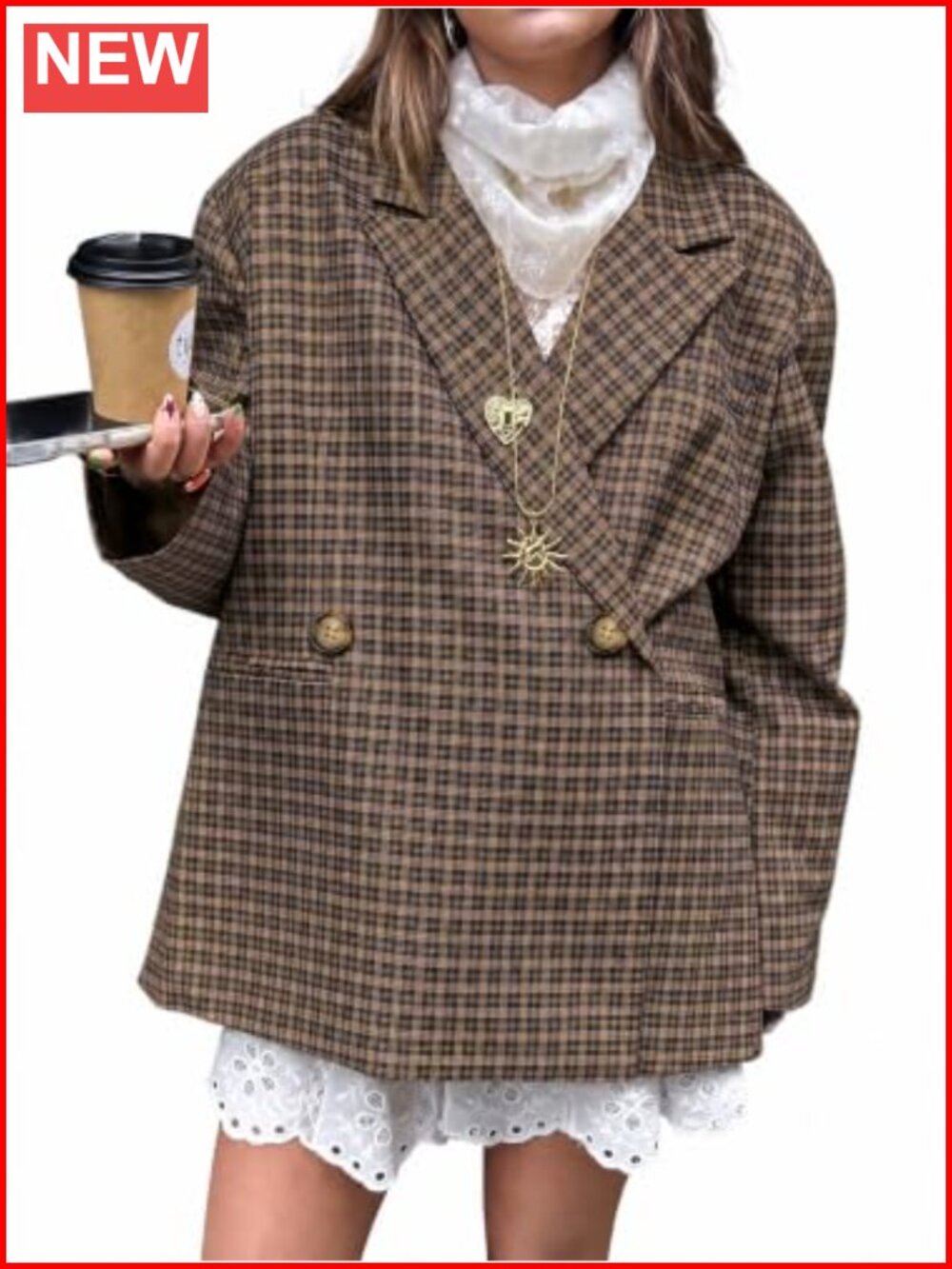 Oversized Plaid Blazer Business Casual Boyfriend Jacket